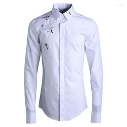 Men's Casual Shirts Arrival High Quality Cotton Long Sleeve Classic Hand-painted Original Kingfisher Figure Men Fashion Size M-4XL