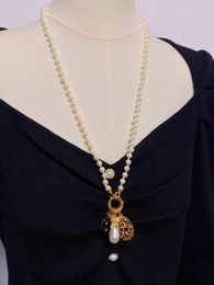 Pendant Necklaces European And American French Style Zircon Multi Pearl Long Necklace Sweater Chain