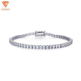 4mm Rose White Gold Plated 925 Sterling Silver Iced Out Moissanite Tennis Chain Necklace for Men or Women