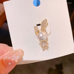 Brooches Female Fashion Crystal Pearl For Women Luxury Yellow Gold Colour Zircon Alloy Animal Brooch Safety Pins