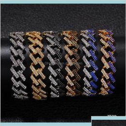 Chain Uni Hip Hop Simated Diamond Bracelets Fashion Jewelry Bling Iced Out Miami Cuban Link Bracelet Charm Rhinestone Bangle Rrnqc Dro Dh0Ka