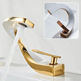 Bathroom Sink Faucets Brass White Gold Creative Basin Wash Faucet Brushed And Cold Mixer Vanity Tap Deck Mounted Taps