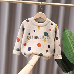 Pullover Fashion Crewneck Boys' Sweater Children's Knitted Pullover Autumn Winter Thickened Baby Long Sleeve Top Round Dot Casual Sweater x0818