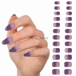 False Nails Wearable Fake Nails Finished Taro Purple Manicure Gradient Nail Stickers Detachable Nail Stickers Practice Hand Nail Tips Clear x0818