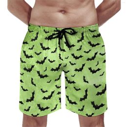 Men's Shorts Board Black Bats Scattered Funny Swim Trunks Halloween Bat Print Quick Dry Sports Fitness Trendy Oversize Beach