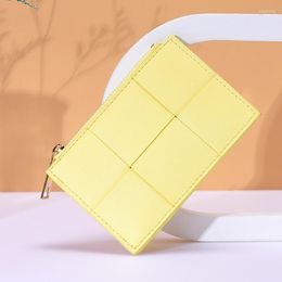 Wallets Fashion Woven Genuine Leather Women Short Wallet Functional Bifold Coin Purse Money Bags Female Chic Small Multi Card Holders