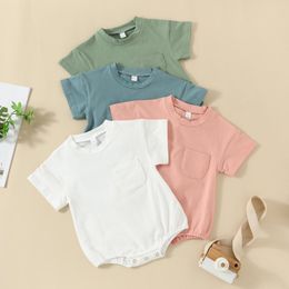 Rompers CitgeeSummer Infant Baby Boys Girls Casual Bodysuit Solid Color Short Sleeve O Neck Playsuit Clothes