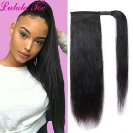 Lace Wigs Wrap Around tail Human Hair Brazilian Straight Tail Remy Hair Clip In tail For Women 120g Yepei Hair 230817