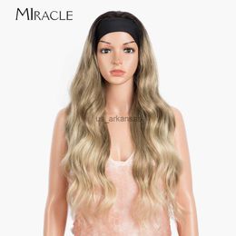 Synthetic Wigs Synthetic Headband Wig Deep Wavy Headband Wig For Women None Replacement Ombre Blonde Brown Grey Body Wave Wig HKD230818