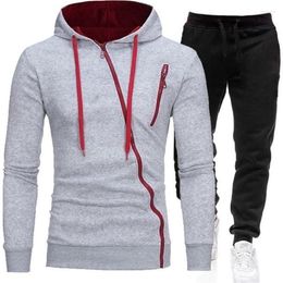 Men's Tracksuits 2023 Spring Men Outdoor Sports 2-piece Suit Hoodie Jacket Pants Elastic Waist Drawstring Coat Sets Asian Size