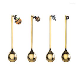 Spoons Halloween Stainless Steel Spoon And Fork Set Dessert Coffee Tableware Decoration For Tea Party