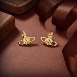 Woman Stud Designer Earrings Gold Hoop Earing Vivian Orecchini Luxury Women Saturn Pearl Earings Westwood jewelry 56