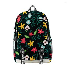 Backpack Trendy Novelty Beautiful Flowers Student School Bags Unisex 3D Printed Oxford Waterproof Notebook Multifunction Travel Backpacks
