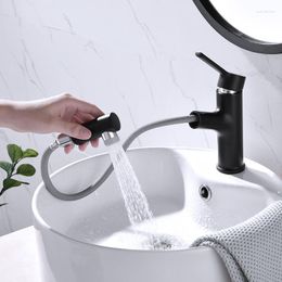 Bathroom Sink Faucets Black Pull Out Basin Cold And Faucet Mixer Water Tap With Sprayer Dual Spout Colour