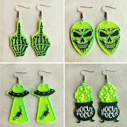 Halloween Earrings, Skeleton, Alien UFO Witch Stove, Fluorescent Acrylic Earrings