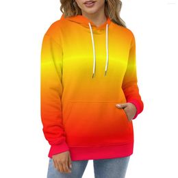 Women's Hoodies Summer Sunset Casual Abstract Art Print Elegant Loose Hoodie Long-Sleeve Street Fashion Oversized Hooded Sweatshirts