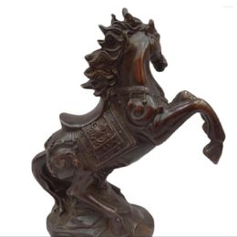 Decorative Figurines Song Voge Gem S2703 10" Folk Chinese Year Zodiac Bronze YuanBao Wealth Dragon Head Up Horse Statue