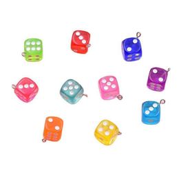 Charms 3D Dice Pendants 10Pcs/Lot For Making Jewellery Findings Crafting Cute Earrings Necklaces Mti Colour Handmade Accessories 14 X Dro Dhveq