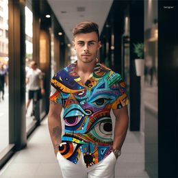 Men's Casual Shirts Eyes 3D Printed Pattern Shirt Fashion Classic Button Street Trend Cool Short Sleeved Summer Oversized