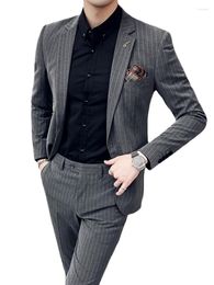 Men's Suits 2023 Suit Jacket Striped Single-breasted Slim Business Professional Formal Simple And Comfortable