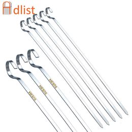 BBQ Tools Accessories 30cm1181" Resuable Stainless Steel Barbecue Skewers Needle Grill Shish Kabob Sticks Flat Meat Forks 230817