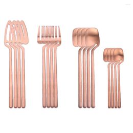 Dinnerware Sets Black Hanging Cup Knife Fork Tea Spoon For Party Silverware Tableware 16Pcs 18/8 Stainless Steel Cutlery Set