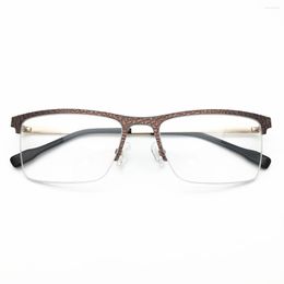 Sunglasses Frames 2023 Arrival Half Rimless Alloy Brown Colour Stone Material Front Rim Optical Eyeglasses Frame For Men And Women Eyewear