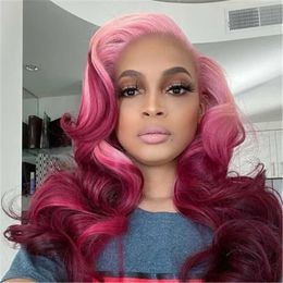 Women's wig dyeing gradient medium split long curly hair large wave wig synthetic Fibre headwear 230818