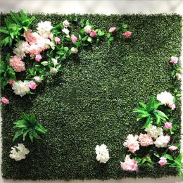 Yeşil yapay bitkiler duvar paneli plastik açık çimenler sahte çiçekler dekor düğün zemin parti bahçe çim çiçek duvarı 40x60cm