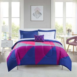 Bedding sets Mainstays Purple and Blue Geometric 8 Piece Bed in a Bag Comforter Set with Sheets King 230817