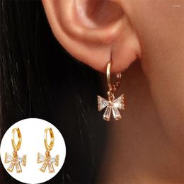 Dangle Earrings Korean Fashion Bowknot For Women Vintage Butterfly Pendant Zircon Earring Jewellery Accessories Birthday Gift