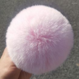 Keychains NianFox 1PC 12CM/4.8-in Faux Rex Fur Ball White Black Gray Coffee PomPoms For Women Bag Hat