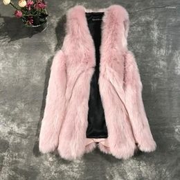 Women's Fur Faux Coats Imitation Vest Mid-length Autumn And Winter Water Drop High-end Street Sleeveless 4XL Outwear XF706