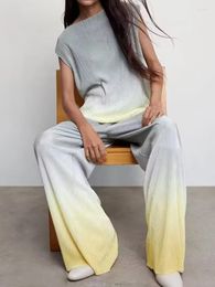 Women's Sleepwear Women Summer Pyjamas 2 Pieces Sets Fashion Chiffon Vest Tops And Trousers Female Casual Elegant Suit Loose Home
