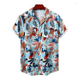 Men's Casual Shirts Ice Silk Hawaiian Shirt Printed Short Sleeve White Street Summer Beach For Men Clothing 2023 Tops