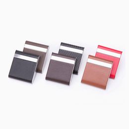 Colorful PU Leather Stainless Steel Smoking Cigarette Cases Portable Pocket Storage Box Exclusive Housing Magnet Opening Flip Cover Moistureproof Stash Case DHL