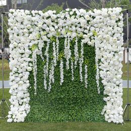 Decorative Flowers TONGFENG White Wedding Party Backdrop Decoration Artificial Silk Rose Room Home Wreath 3D Roll Up Cloth Fabric Flower