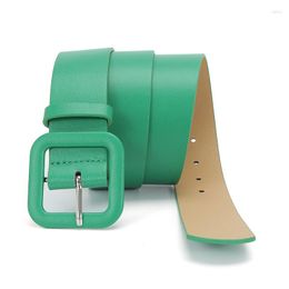 Belts Women's Belt With Candy Colour Square Pu Leather Buckle Youth Student Fashion Accessories