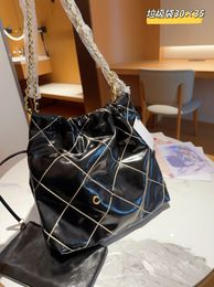 designer bucket bag luxurys handbags womens shopping bags designer Drawstring crossbody bag Gold coin pendant Gold thread suture diamond check30*35cm