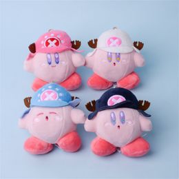 Plush Keychains 12PCS/Lot 12CM Hat Kirby Game Cute Plush Dolls Toys Woman Girl Kids Student Bag Keychain Small Pendant For Kids Adult 230817