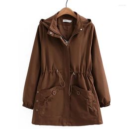 Women's Trench Coats Long Mother Spring Autumn Windbreaker Coat Women 2023 Large Size 7XL Jacket Hooded Western-Style Outwear Ladies Trend