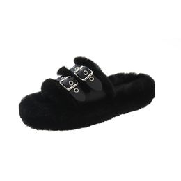 Women Winter Home Autumn New Product Free Shipping Warm Winter Cotton Slippers Belt Buckle Wood Floor Warm Breathable Wear-resistant Outdoor Shoes