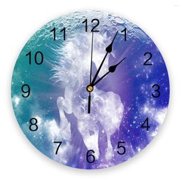 Wall Clocks Horse Moon Fantasy Clock Living Room Home Decor Large Round Mute Quartz Table Bedroom Decoration Watch