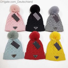 Beanie/Skull Caps Fashion Women Winter Beanies caps Hats For female outdoor bonnet with Real Raccoon Fur Pompoms Warm Girl Cap skull beanie Hat Z230819