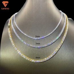 S925 Sterling Silver Tennis Chain Necklace 3mm Single Row Vvs Moissanite Tennis Necklace Pass Diamond Tester Gra Hip Hop Jewellery