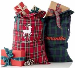 plaid santa sack Christmas santa sacks for kids candy gift bag canvas santa sack plaid style X-mas gift sack gyqqq AU18