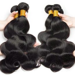 Indian Body Wave Human Weaving Natural Black 1/3/4 Bundles for Women Raw Hair Extensions 28 30 Inch Wholesale