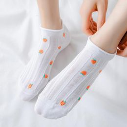 Women Socks 10 Pairs Thin Girl Boat Crew Ankle Loose Shallow Mouth Strawberry Cherry Cute Fashions No Show Invisible