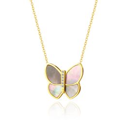 Big Butterfly Necklace Women's 18k Rose Gold Plated Clavicle Chain White Fritillaria Grey Fritillaria