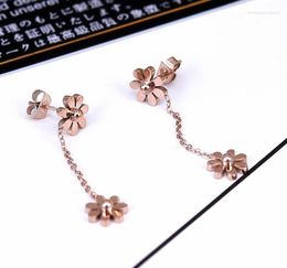 Stud Earrings YUN RUO 2023 Fashion Daisy Earring Female Woman Party Stainless Steel Jewellery Rose Gold Colour Never Fade Dropship Wholesale